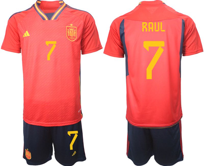 Men 2022 World Cup National Team Spain home red 7 Soccer Jersey
